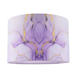 Designer Drum Lamp Shade in Marble Effect Cotton Fabric in Soft Lilac and Purple Purple Lilac 1
