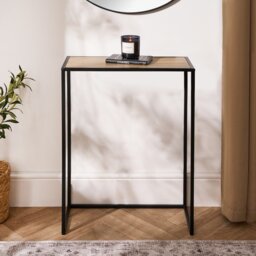 OHS Marble Top Modern Bedroom Nightstand Living Room Hallway End Console Table Brown Light Wood