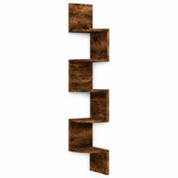 Alivio Modern 5-Tier Zigzag Corner Wall Shelf Wooden Display Bookcase for Living Room, Bedroom & Office (Brown)