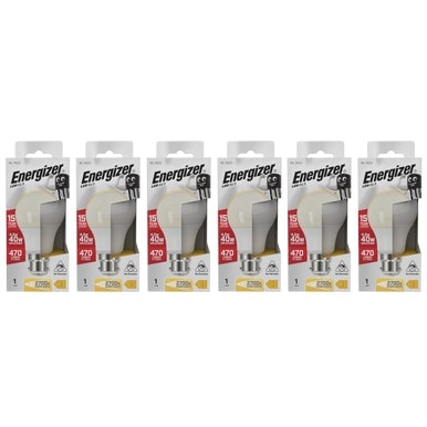 Energizer LED GLS B22 470lm 4.2W 2700K (Warm White) Light Bulb - Pack of 6