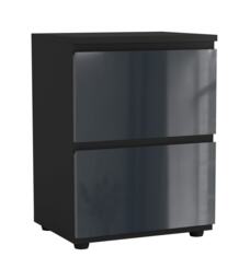 Gloss 2 Drawer Skagen High Wooden Bedside Cabinet No Handle Drawer Storage Multi Black & Grey 1