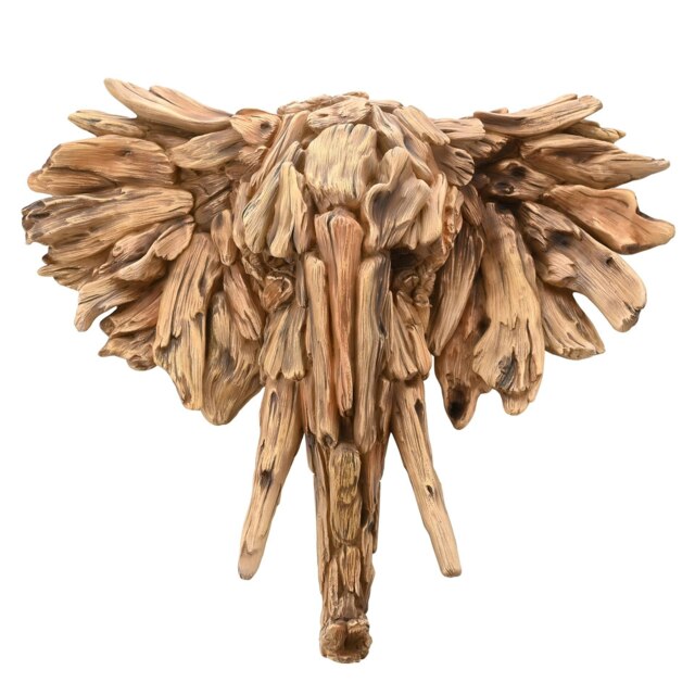Naturecraft Resin Driftwood Collection Large Elephant Head Wall Art Brown