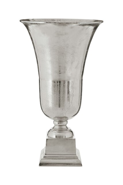 Interiors By Premier Elegant Large Silver Finish Fluted Vase, Durable Cermaic Flower Vase, Striking Design Vase For Bedroom Silver