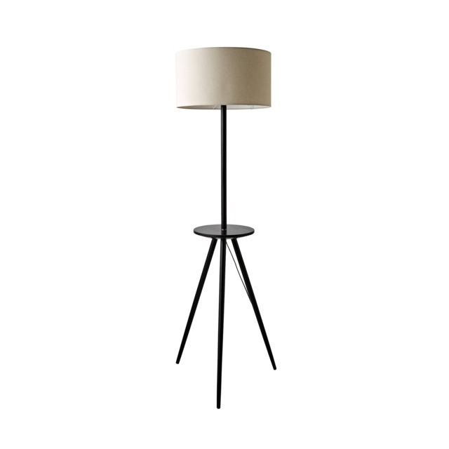 ValueLights Desmond Black Tripod Floor Lamp Linen Shade and Bulb