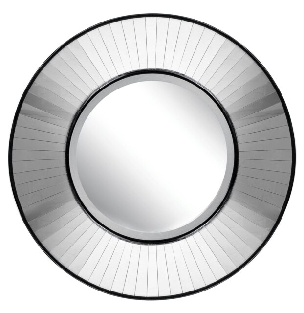 Interiors By Premier Modern Accent Wall Mirror, Sunburst Design Wall Mirror For Bedroom, Unique Indoor Wall Mirror For Hallway Black