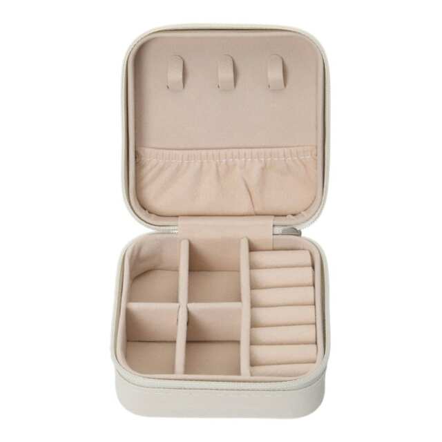 Living and Home Portable Faux Leather Jewellery Box Organizer - White