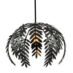 Traditional Fern Leaf Design Ceiling Pendant Light Shade in Black Gloss Finish Black Black 1