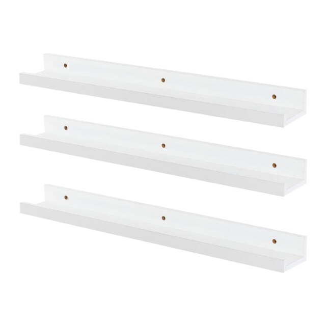 Harbour Housewares Floating Picture Ledge Wall Shelves - 57cm - White - Pack of 3