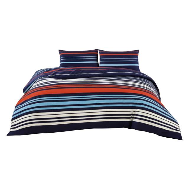 Striped Duvet Set Stylish Easy Care Bedding with Classic Pattern Blue King