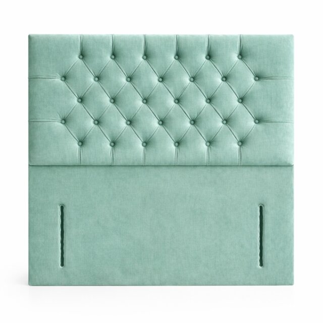 Floorstanding Headboard Duck Egg Plush Chesterfield 4FT Small Double 54inch High