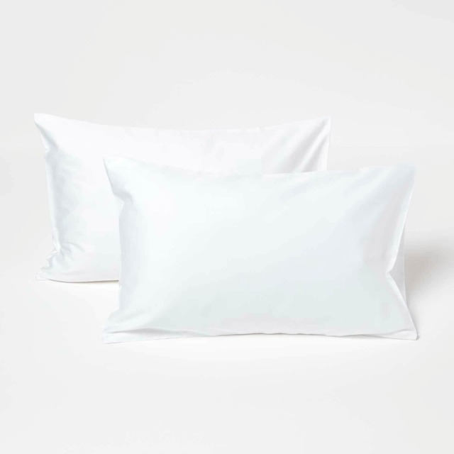 Homescapes White Organic Cotton Kids Pillowcases 40 x 60 cm 400 Thread Count - 2 Pack White