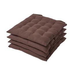 Homescapes 4 x Seat Pads Luxury Cotton Indoor Outdoor Garden Dining Cushion Brown 40 x 40 cm 4