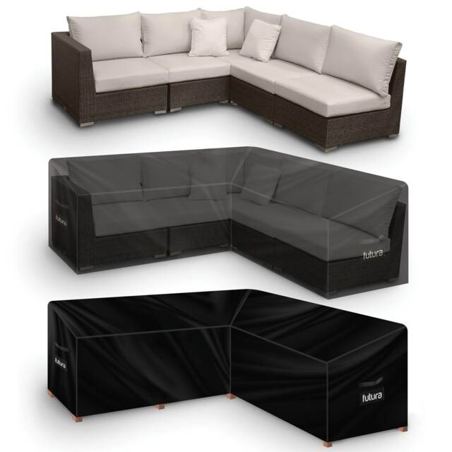 Futura V Shape 215x215x80cm Waterproof Garden Furniture Cover 420D Black Black 215x215x80cm 1