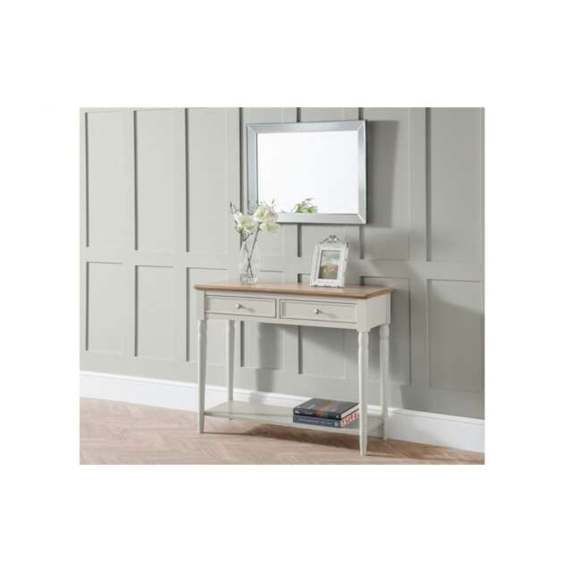 Grey Lacquered Console Table with 2 Drawers Grey Grey
