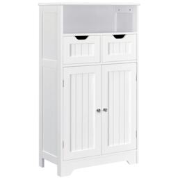 Yaheetech Bathroom Floor Storage Cabinet with 2 Drawers White White