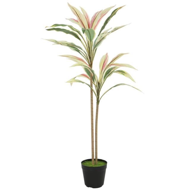 HOMCOM 90 cm Artificial Cordyline Tree in Moss Effect Pot, Yellow
