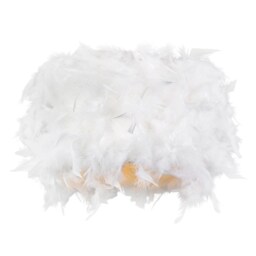 Modern Designer Real White Feather Drum Lamp Shade with Inner Cotton Lining White White 1
