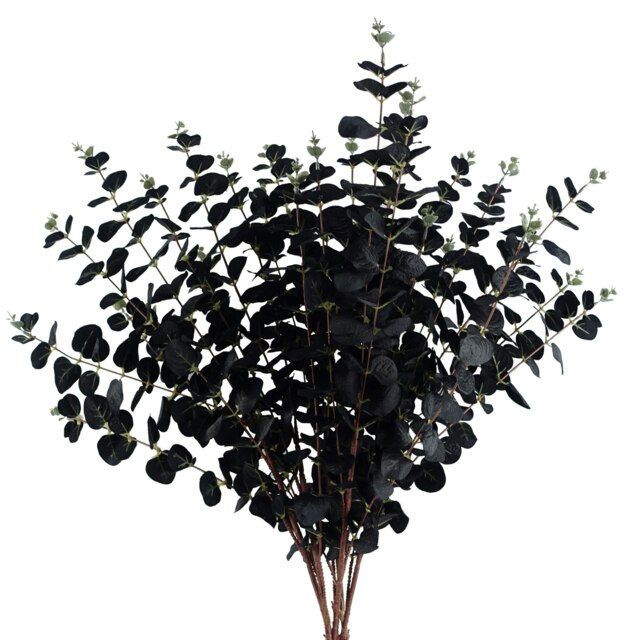 6 x 80cm Black Eucalyptus Foliage Stem