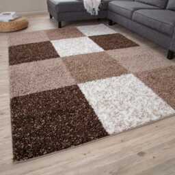 THE RUGS Area Rug – Modern Luxury Shaggy Rug, Multicolour Pattern Carpet, Ultra Soft for Bedroom, Living Room, Kids Room, (120x170 cm, Brown)