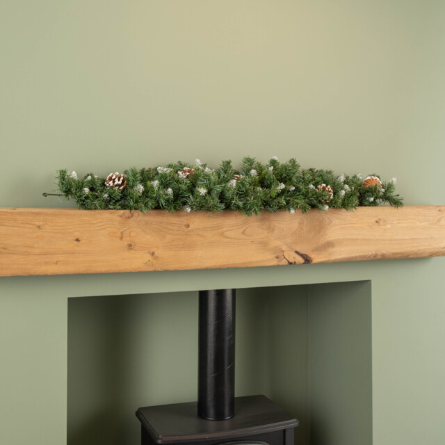 90cm Snow King Fir Christmas Swag Garland with Pine Cones & Snow Tips