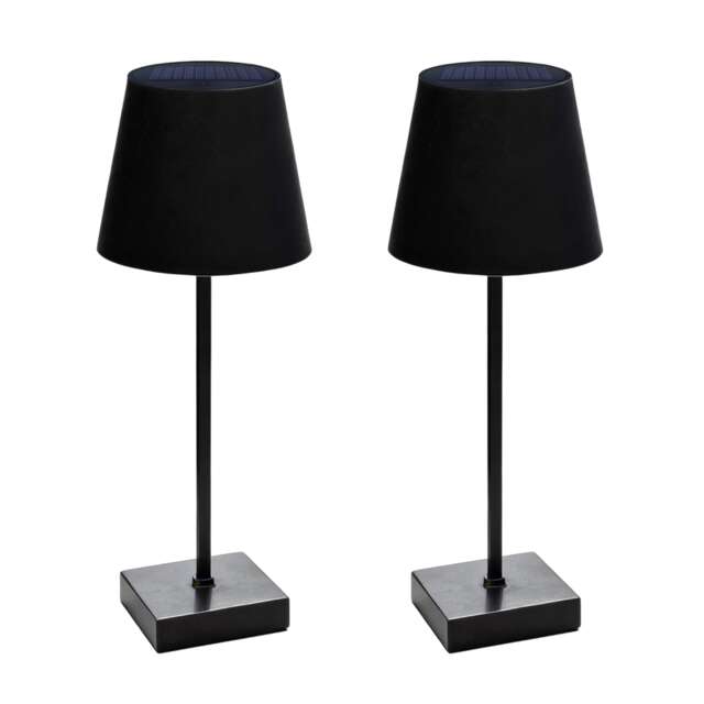 Gardenwize Solar Table Lamp Light Black a Pair