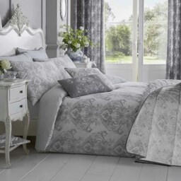 Homescapes Grey French Toile Patterned Bedspread - 200 x 200 cm