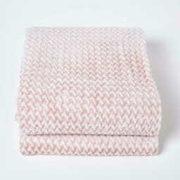 Homescapes Pastel Pink Mora Faux Fur Velvet Throw - 160 x 200 cm