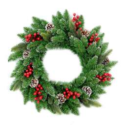 55cm Pre Lit Decorated Christmas Wreath Decorations Xmas Home Decor Light Up