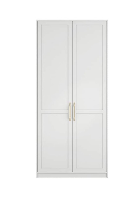 Austen 2 Door Wardrobe - Engineered Wood/Metal - L58 x W100 x H220 cm - White/Gold Brushed White
