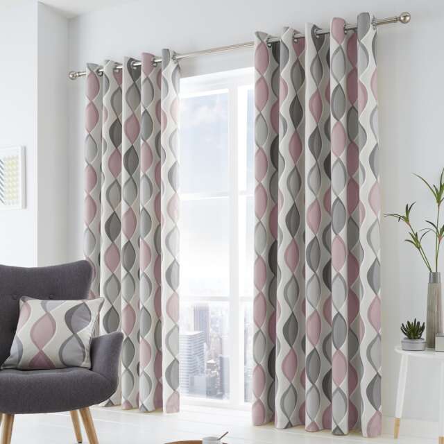 Fusion Lennox Eyelet Curtains Blush