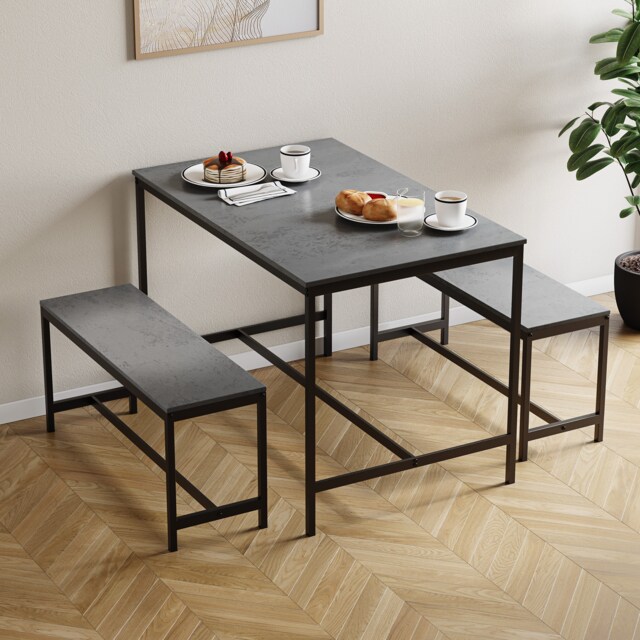 Vida Designs Roslyn 4 Seater Dining Set 5 Piece Table & Chairs, Concrete Grey