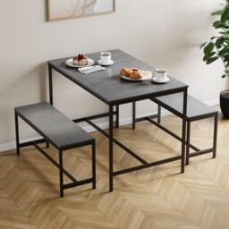 Vida Designs Roslyn 4 Seater Dining Set 5 Piece Table & Chairs, Concrete Grey