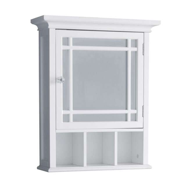 Teamson Home Wooden Bathroom Medicine Cabinet Mirrored White