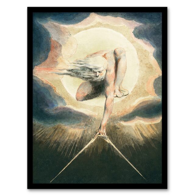 William Blake Ancient of Days Setting Compass to Earth Framed Wall Art Print A3