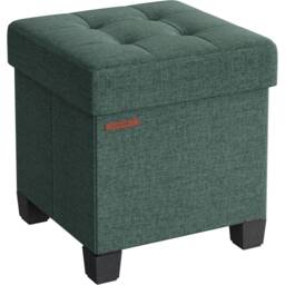 Storage Ottoman Foot Stool, Compact Foldable Seat with Hidden Compartment, Retro Green