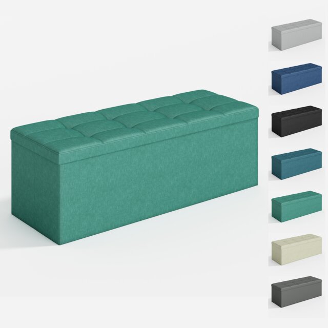 110cm Large Rectangular Ottoman Foldable Storage Bench Upholstered Foot Rest