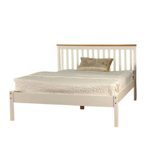4ft6 Double Low Footend Wooden Bed Frame In White