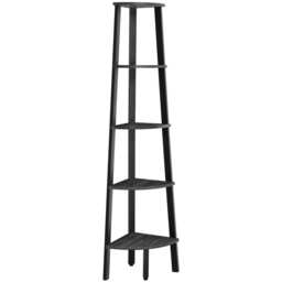 Corner Ladder Shelf 5-Tier Plant Stand and Storage Unit, Charcoal Grey and Matt Black