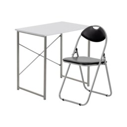 Harbour Housewares Industrial Office Desk & Chair Set - Durable Compact Wooden Computer Bedroom Study Desk & Chair White White / Black Chair One Size