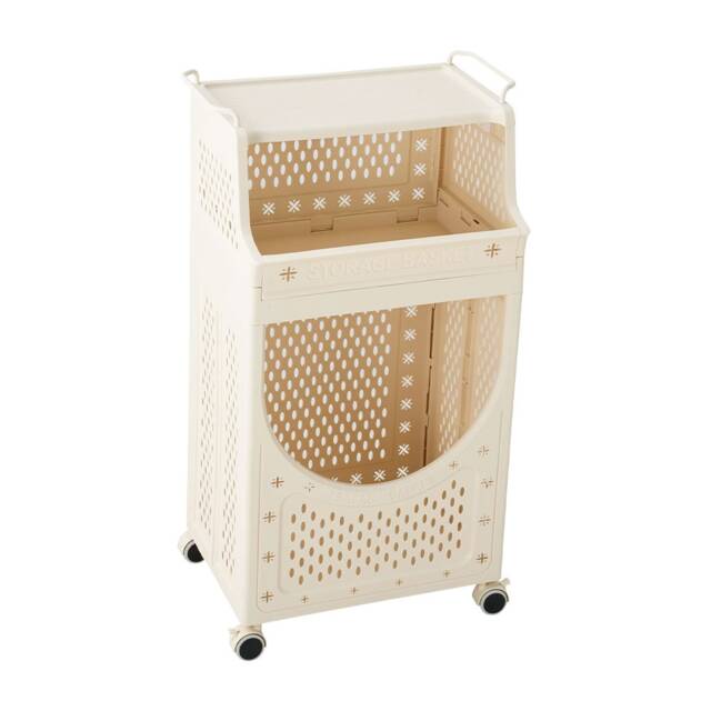 Living and Home Multifunctional Storage Cart with Handles Cream