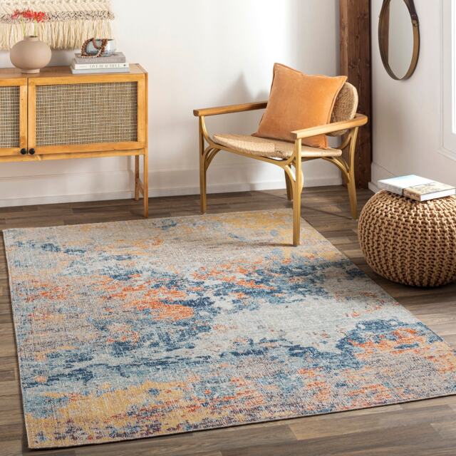 LIVABLISS Huntington Beach-Modern In- & Outdoor Rug 160 x 213 cm Blue Yellow Orange