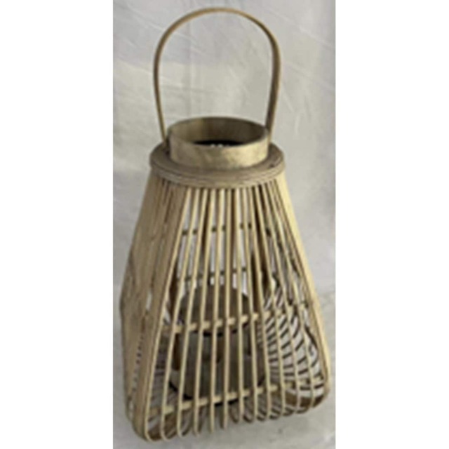 Medium Peardrop Lantern with Glass Holder - Wicker - L26 x W26 x H35 cm