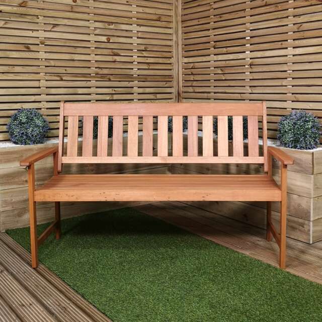 Cartmel 3 Seater Outdoor Wooden Garden Patio Bench Brown Brown