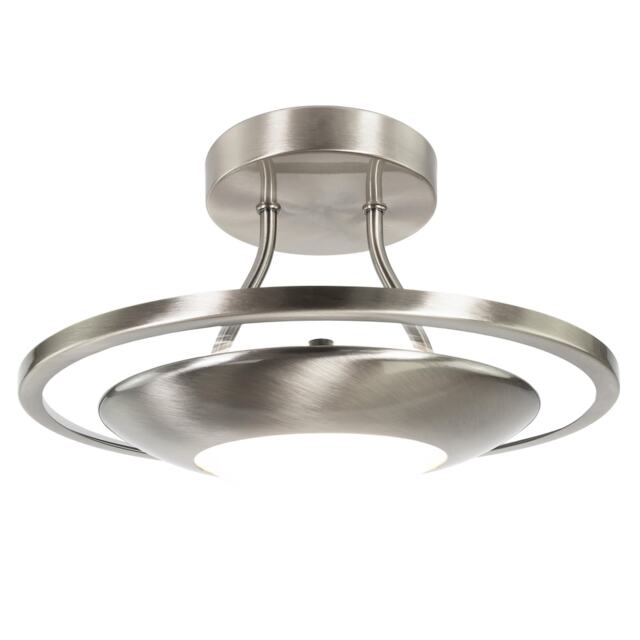 Modernistic Semi Flush Eco Friendly LED Ceiling Light Fitting in Satin Nickel Silver Satin Nickel 1