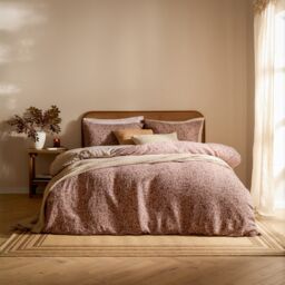 Yard Perrie Leaf Muslin 100% Cotton Duvet Cover Set Brown Cinnamon Single