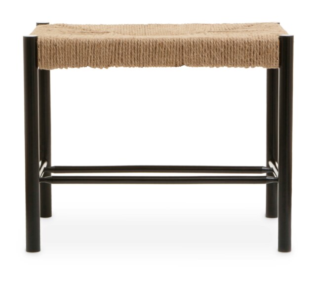 Bandar Natural Rope and Black Wood Small Bench Black Black