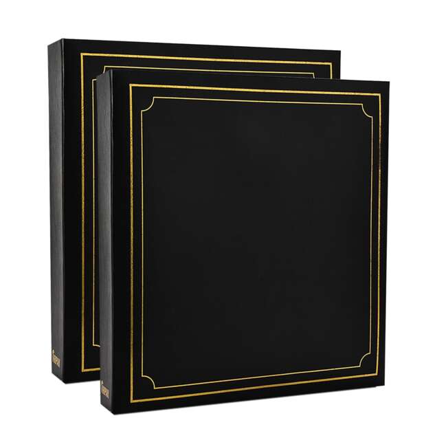 "ARPAN Large Slip In Photo Album Holds 500 Photos 6x4"" (10x15cm) – Gold Stamp Padded Cover Photo Album – Black Memory Book for Family, Wedding & Travel Pictures"