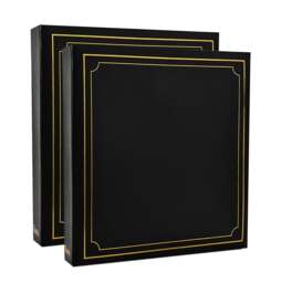 "ARPAN Large Slip In Photo Album Holds 500 Photos 6x4"" (10x15cm) – Gold Stamp Padded Cover Photo Album – Black Memory Book for Family, Wedding & Travel Pictures"