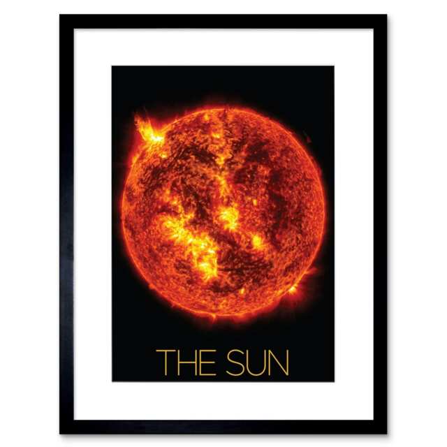 "NASA Our Solar System Sun Solar Flare Image 9x7"" Black Framed Wall Art Print"