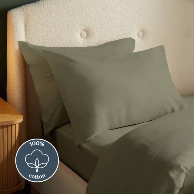 Silentnight Brushed Cotton Pillowcase Pair - Green